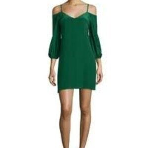 Alice  + Olivia Carli cold shoulder green mini  lined dress size Medium